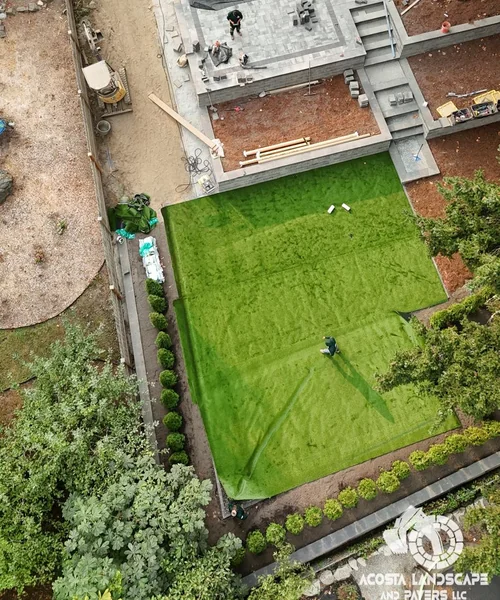 Landscape Design, Tiered Paver Patio & Turf in Shoreline 